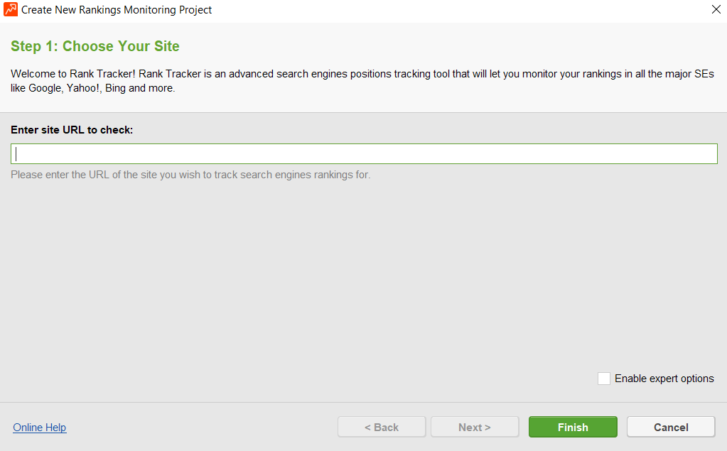 A screeshot of Rank Tracker