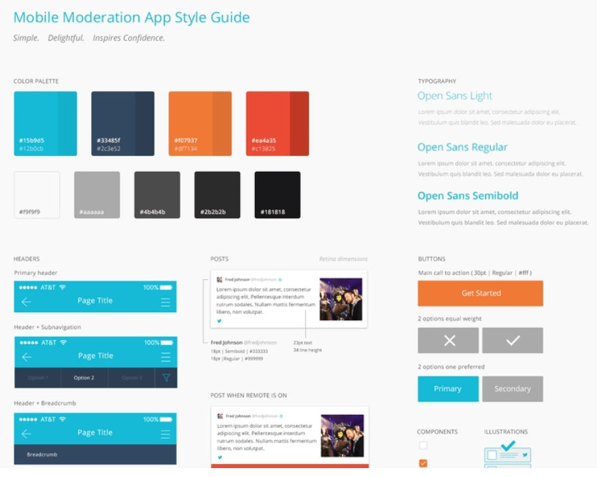 Color code for style guide by Dribble