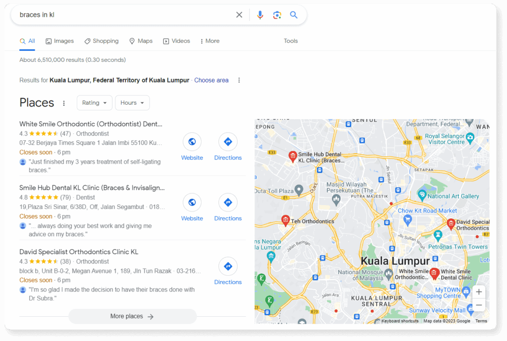 Braces in KL Google Snack Pack