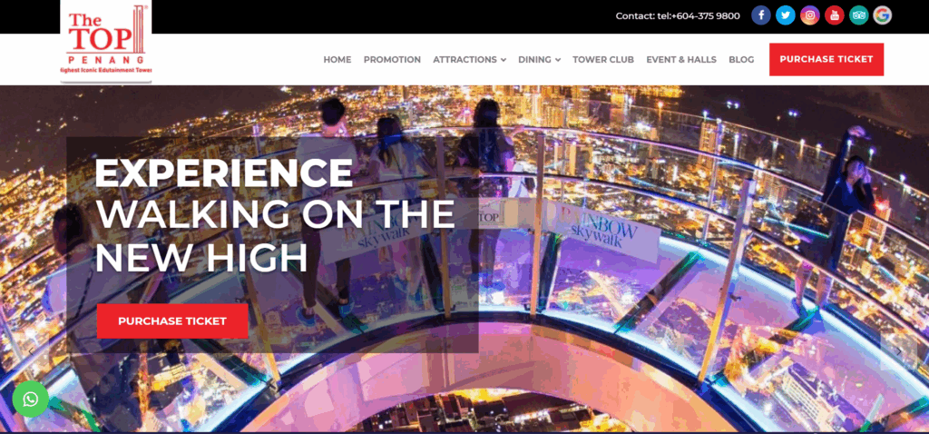 A screenshot of Top Komtar Penang homepage