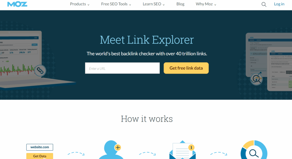A screenshot of Moz Link Explorer tool