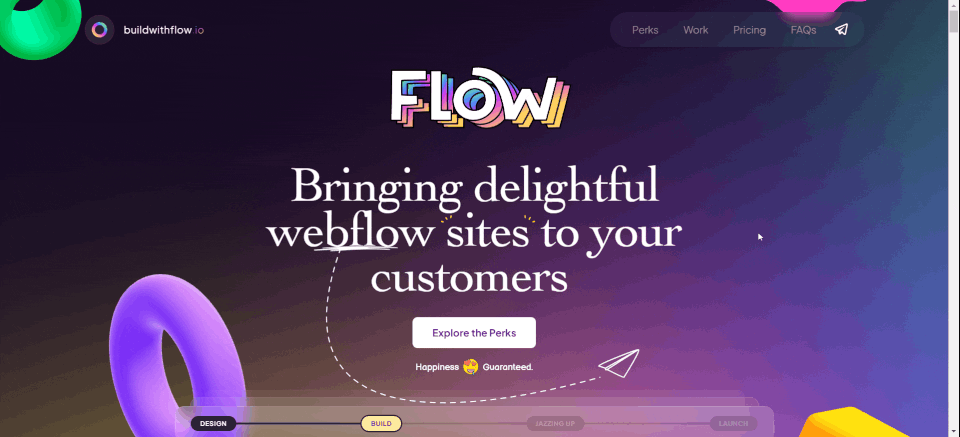 A GIF of Flow website's homepage