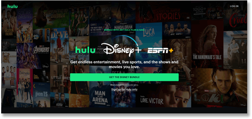 A screenshot of Hulu website CTA banner