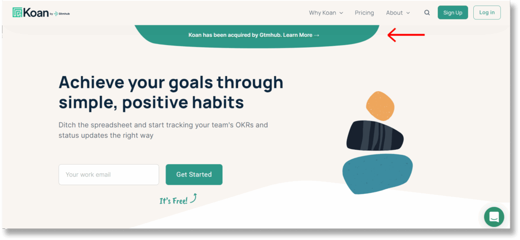 A screenshot of Koan notification bar