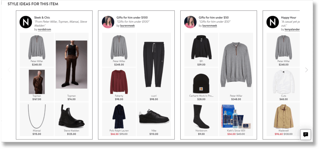 A screenshot of product suggestion section