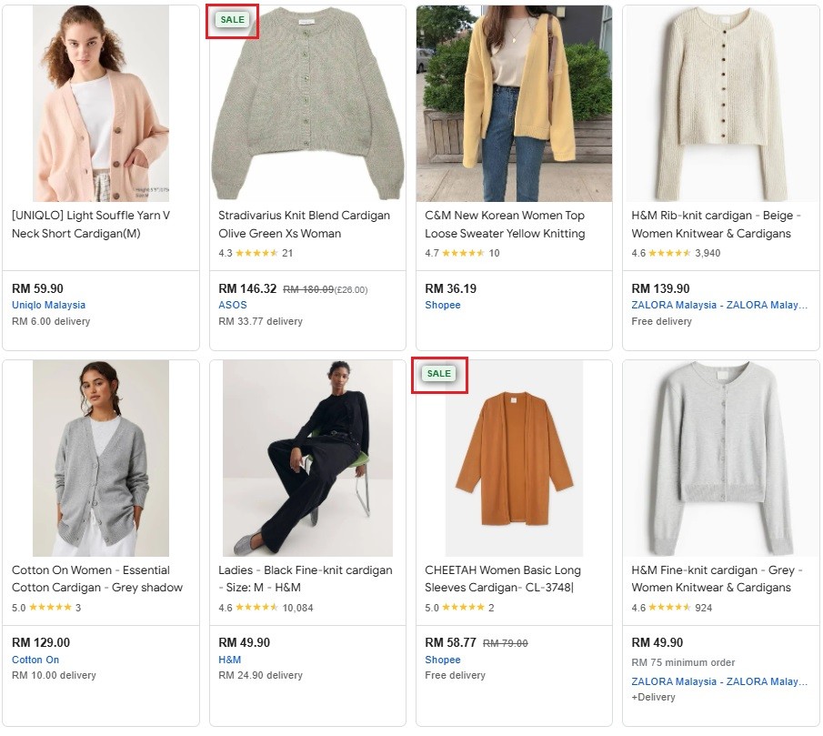 A screenshot of sale price attribute