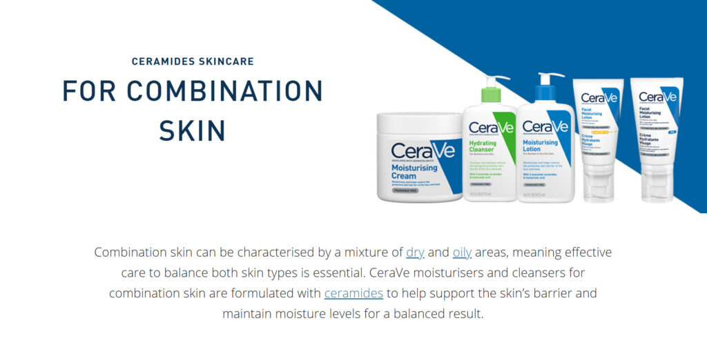 A screenshot of Cerave for combination skin