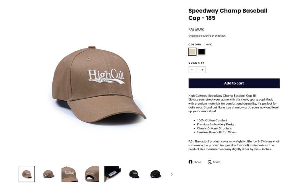 A sample of high cultured baseball cap product description