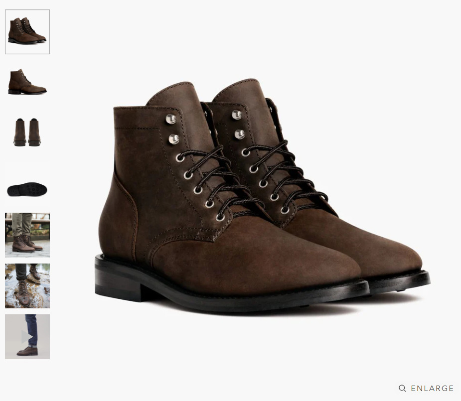 A screenshot of Thursday Boot Co product description