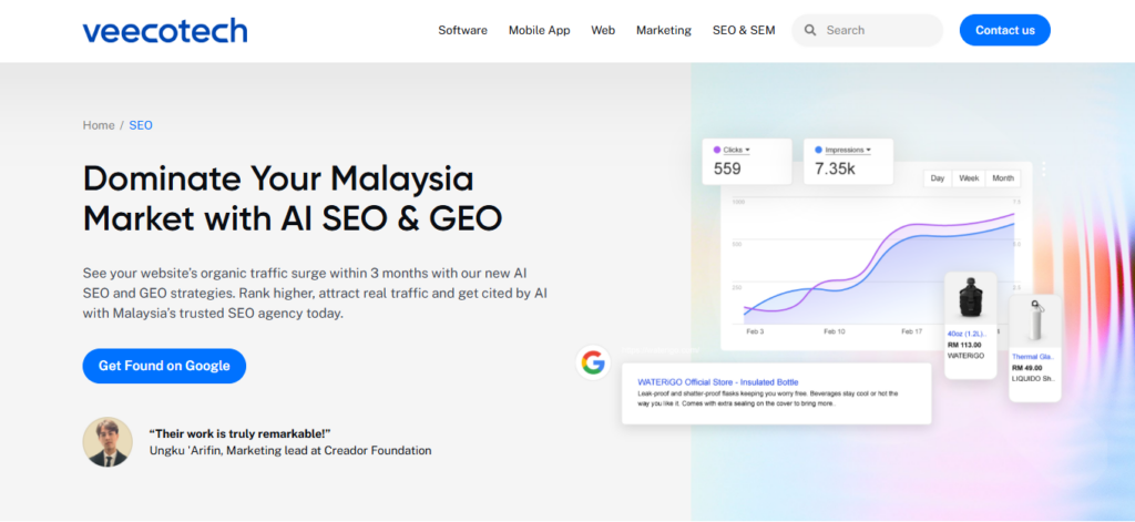 VeecoTech SEO Service Page hero section